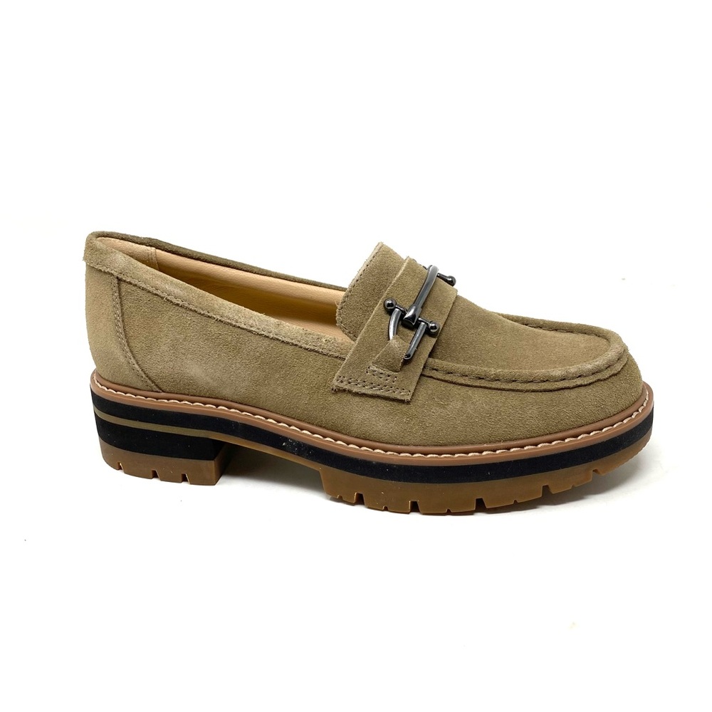 Clarks Orianna Bit Chunky Loafers Dark Sand Suede 8.5M New in Box